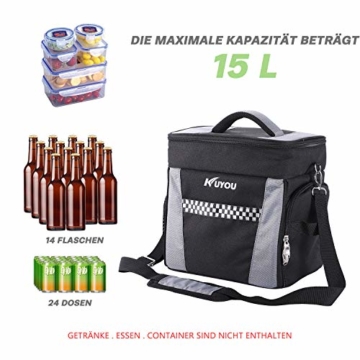 KUYOU Kühltasche, Längere Abkühlzeit bis 12 Stunden, Zusammenklappbare und Isolierte Kühltasche Auslaufsichere Lunchtasche, 15L Große Kühlbox für Camping Picknick Familienaktivitäten im Freien - 5