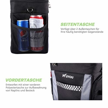 KUYOU Kühltasche, Längere Abkühlzeit bis 12 Stunden, Zusammenklappbare und Isolierte Kühltasche Auslaufsichere Lunchtasche, 15L Große Kühlbox für Camping Picknick Familienaktivitäten im Freien - 8