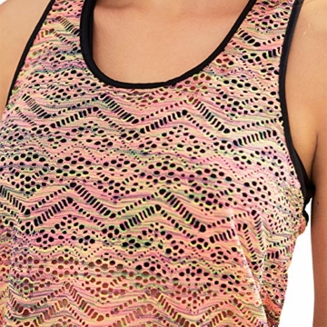 LA ORCHID Laorchid Damen Tankini Zweiteiler Push Up Bademode bügellos Mesh Weste Badeanzug Rosa XL - 2