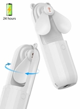 Lahuko Bär Mini Handventilator, 2 Windmodi, 24h Arbeitszeit, Starker Wind, 24h Akkulaufzeit, Power Bank für Handy, Tragbarer USB Mini Lüfter für Büro, Urlaub und Reisen(Weiß) - 1