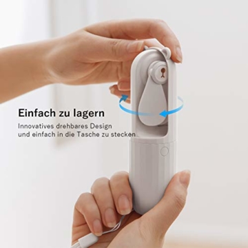Lahuko Bär Mini Handventilator, 2 Windmodi, 24h Arbeitszeit, Starker Wind, 24h Akkulaufzeit, Power Bank für Handy, Tragbarer USB Mini Lüfter für Büro, Urlaub und Reisen(Weiß) - 5