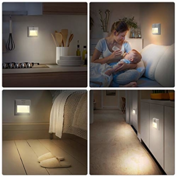 LED Nachtlicht mit Bewegungsmelder OMERIL 2 Stück Warmweiß Nachtlicht Kind, 3 Modi (Auto/ON/OFF) LED Schrankbeleuchtung mit Haftend, Orientierungslicht für Kinderzimmer, Schlafzimmer, Treppen, Flur - 3