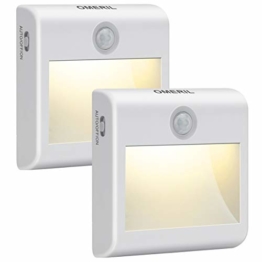 LED Nachtlicht mit Bewegungsmelder OMERIL 2 Stück Warmweiß Nachtlicht Kind, 3 Modi (Auto/ON/OFF) LED Schrankbeleuchtung mit Haftend, Orientierungslicht für Kinderzimmer, Schlafzimmer, Treppen, Flur - 1