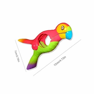 lembrd 2 Stück Wäscheklammern Handtuchklemmen Strandtuchklammern Handtücher Towel Clips - Papagei Vogel Handtuchclips aus Kunststoff für Wäsche, Strandtuch, Badetuch, Teppich - 6