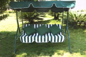 Loywe Hollywoodschaukel Gartenschaukel Schaukelbank 3-Sitzer mit Dach Stahlgestell,Grün 170x115x156cm LW12 - 3