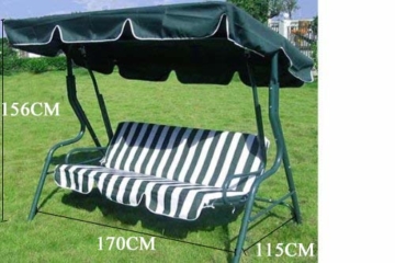 Loywe Hollywoodschaukel Gartenschaukel Schaukelbank 3-Sitzer mit Dach Stahlgestell,Grün 170x115x156cm LW12 - 6