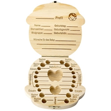 Mogokoyo Deutsch Version baby Kinder Original Holz Haar Milchzahndose Milchzähne Zähne box Kasten Souvenir Aufbewahrungsbox - 4