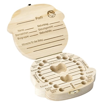 Mogokoyo Deutsch Version baby Kinder Original Holz Haar Milchzahndose Milchzähne Zähne box Kasten Souvenir Aufbewahrungsbox - 5