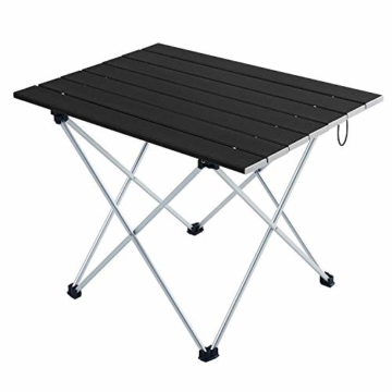 Movaty Klapptisch Aluminium,Esstisch,campingtisch,Leicht tragbar,Fishing,für Camping im Freien Picknick Angeln 56 x 41 x 40 cm (Schwarz) - 1