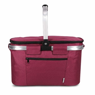 Navaris Thermo Einkaufskorb Kühltasche faltbar - 27L Kühlkorb Picknickkorb Isolier Korb - 43x26cm Einkaufstasche Coolerbag auslaufsicher in Rot - 4