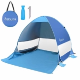 Osaloe Strandmuschel, UV Schutz 50+ Pop Up Strandzelt für 1-3 Personen, Tragbares Campingzelt zum Wandern, Picknicken, Angeln, Garten- und Outdoor-Aktivitäten (Blau) - 1