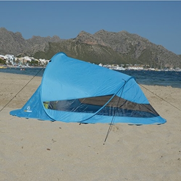 outdoorer Pop up Strandmuschel Zack II blau - Wurf-Strandmuschel mit UV-Schutz 60, Sonnenzelt als Schattenspender am Strand - 2