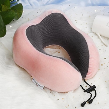Power Of Nature PON Memory Foam Reisen Kissen - Die Besten U Geformte Hals Kissen Mit Kopf und Hals unterstützung 360 perfekt für Flugzeug - Auto - nutzung zu Hause (Rosa) - 4