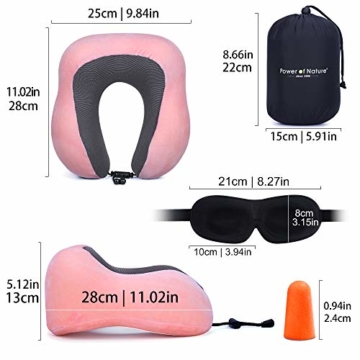 Power Of Nature PON Memory Foam Reisen Kissen - Die Besten U Geformte Hals Kissen Mit Kopf und Hals unterstützung 360 perfekt für Flugzeug - Auto - nutzung zu Hause (Rosa) - 7