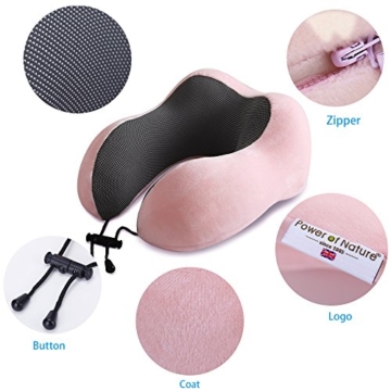 Power Of Nature PON Memory Foam Reisen Kissen - Die Besten U Geformte Hals Kissen Mit Kopf und Hals unterstützung 360 perfekt für Flugzeug - Auto - nutzung zu Hause (Rosa) - 8