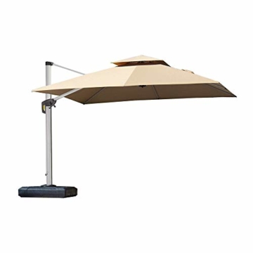 PURPLE LEAF 300 X 300 cm Sonnenschirm Gartenschirm Kurbelschirm Ampelschirm Terrassenschirm, Beige - 1