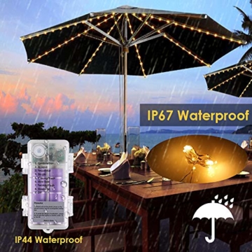 Regenschirm Lichterkette B-right Lichterkette für Sonnenschirm Sonnenschirmbeleuchtung LED Lichtbänder mit Fernbedienung, wiederaufladbare Batterie, 104LED, für Schirmdekoration, Campingzelte. - 6