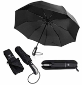 Regenschirm Schirm Taschenschirm Umbrella Trekkingschirm Wanderregenschirm Sturmfest Herren, windfest 150 km/h wasserabweisend Teflon-Beschichtung klein leicht transparent 95 cm schwarz TRAVANDO - 1