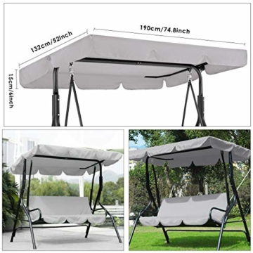 Rehomy Terrassenschaukel-Set, solide, wasserdicht, regendicht, Abdeckung für Hollywoodschaukel und Hollywoodschaukel, Staubschutz, Ersatz für 2- und 3-Sitzer-Größen - 7