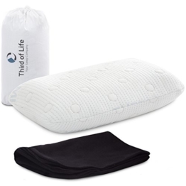 Reisekissen VOLAR | Nackenkissen aus Visco-Schaum | Orthopädisches HWS Nackenstützkissen mit thermoregulierendem Bezug | Kleines Kopfkissen für Auto, Flugzeug, Zug und Hotel | 40x25x10 cm - 1