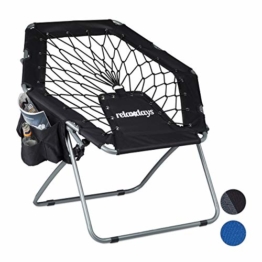 Relaxdays Bungee Stuhl WEBSTER, elastisch, Faltbar, bis 100 kg, Seitentasche, Outdoor Gartenstuhl, Klappstuhl, Schwarz - 1
