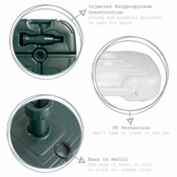 Resol Sonnenschirmständer - Grüner Kunststoff - Zum Befüllen mit Sand/Wasser - 5