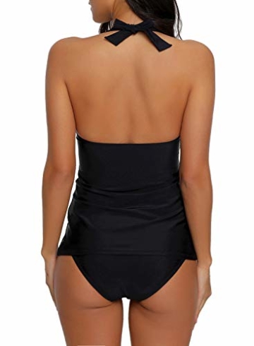 Roskiky Zweiteiliges Halter-Tankini Set mit V-Ausschnitt Schwarz Größe S - 3