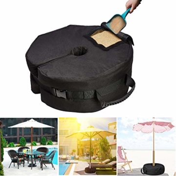 Schirmständer Sonnenschirm 18" Abnehmbare Garten Sonnenschirm Basis, Runder Regenschirm Base Weight Bag, Tragbarer Sonnenschirmständer für Außenbereich, Große Öffnung & 2 Griff für Versatz - 85 LBS - 1