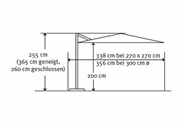 Schneider Premium Sonnenschirm Ampelschirm Rhodos Twist eco, Natur, ca. 270 x 270 cm, 8-teilig, quadratisch - 3