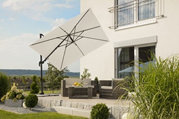 Schneider Premium Sonnenschirm Ampelschirm Rhodos Twist eco, Natur, ca. 270 x 270 cm, 8-teilig, quadratisch - 6