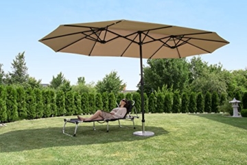 Sekey 270 X 460 cm Aluminium Doppelsonnenschirm Marktschirm Gartenschirm Terrassenschirm Sonnenschutz UV50+ (Taupe) - 3