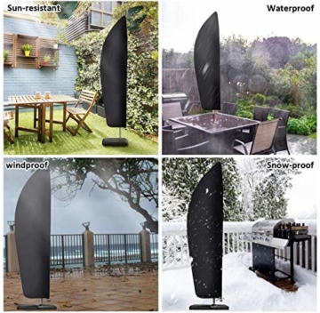 Senders Sonnenschirm Schutzhülle mit Stab, Ampelschirm Schutzhülle 2 bis 4 m Große Sonnenschirm Abdeckung 210D-Oxford-Gewebe Wasserdicht Staubdicht UV-Beständiges, 265x40/70/50 cm - 6