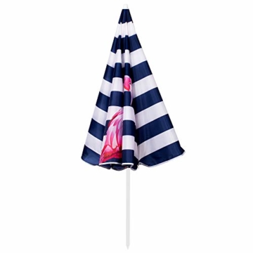 SPRINGOS Sonnenschirm Strandschirm mit Kippfunktion Gartenschirm mit Flamingos (Weiß/Marineblau) - 3