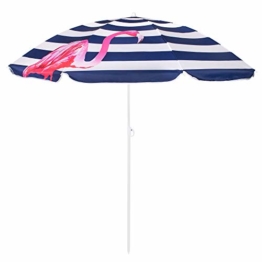 SPRINGOS Sonnenschirm Strandschirm mit Kippfunktion Gartenschirm mit Flamingos (Weiß/Marineblau) - 1