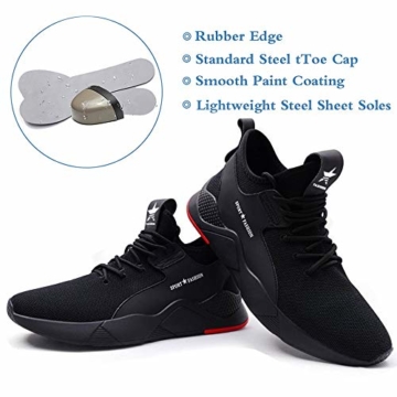 SUADEEX  Herren Damen Arbeitsschuhe Stahlkappe Sicherheitsschuhe Atmungsaktiv Leicht Sportlich Trekking Wanderhalbschuhe, 38 EU, 04 Schwarz - 4