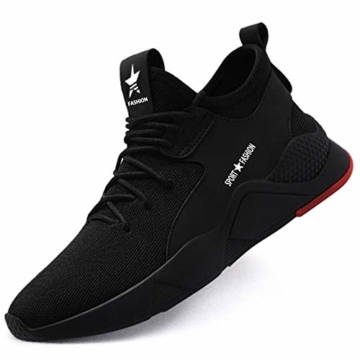 SUADEEX  Herren Damen Arbeitsschuhe Stahlkappe Sicherheitsschuhe Atmungsaktiv Leicht Sportlich Trekking Wanderhalbschuhe, 38 EU, 04 Schwarz - 1