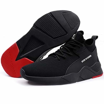 SUADEEX  Herren Damen Arbeitsschuhe Stahlkappe Sicherheitsschuhe Atmungsaktiv Leicht Sportlich Trekking Wanderhalbschuhe, 38 EU, 04 Schwarz - 5