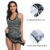 Summer Mae Damen Tankini Retro Streifen Badekleider Schwarz Gestreift 2XL - 3
