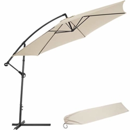 TecTake 800033 Sonnenschirm Ampelschirm mit Gestell + UV Schutz 350cm + Schutzhülle - Diverse Farben - (Beige | Nr. 400622) - 1