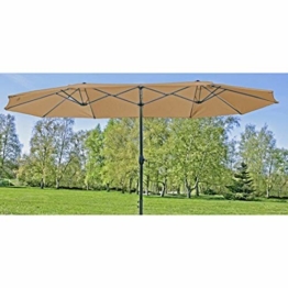 Unbekannt VARILANDO® Doppel-Sonnenschirm in hellem braun 460 cm Sonnenschutz Schattenspender Parasol - 1
