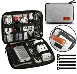 UNEEDE Kable Organizer Tasche Electronic Kabeltasche Zubehör Reisetasche Kable Aufbewahrung Handtasche Organizer Klein Travel mit 5 Kabelindern -Grey - 1