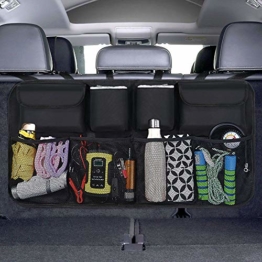 URAQT Kofferraum Organizer Auto, Auto Aufbewahrungstasche, Kofferraumtasche Auto, Wasserdichten Taschen Auto mit Starkes elastisches, Zauberstabstruktur für SUV, Schwarz (1-S) - 1