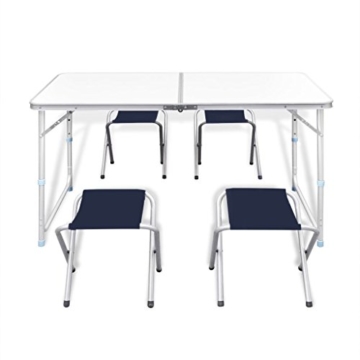 vidaXL Campingtisch Set mit 4 Hockern Klappmöbel Stühle Tisch Falthocker 120x60 - 2