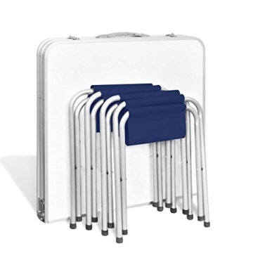 vidaXL Campingtisch Set mit 4 Hockern Klappmöbel Stühle Tisch Falthocker 120x60 - 6