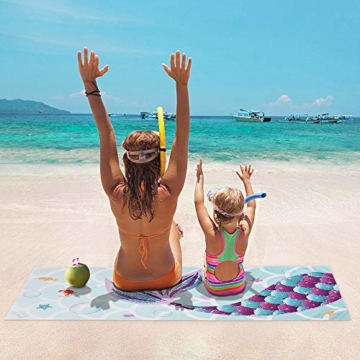 WERNNSAI Meerjungfrau Strandtücher - 76 × 152cm Mikrofaser Strandlaken Badetuch Schwimmen Schnelltrocknend Decke Sand Proof Wasseraufnahme Strandhandtuch Schwimmbad Meerjungfrau Partyzubehör - 4