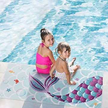 WERNNSAI Meerjungfrau Strandtücher - 76 × 152cm Mikrofaser Strandlaken Badetuch Schwimmen Schnelltrocknend Decke Sand Proof Wasseraufnahme Strandhandtuch Schwimmbad Meerjungfrau Partyzubehör - 6