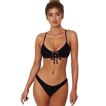 Women Two-Piece Bikini Swimsuit Schlinge Typ Bikini,Loveso Tankini 2018 Bikini Push-Up Gepolsterter BH Badeanzug, der sexy Frauen-Feste Bügel Bikini-gesetzte Badebekleidung badet (M, Schwarz) - 1