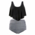 ZIYYOOHY Damen Bikini Set Push Up Volant Hohe Taille Tankini Set Bademode Badeanzug Große Größen (L, 4136Schwarz) - 4