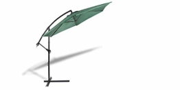 909 OUTDOOR Grüner Ampelschirm für Terrasse, Balkon und Garten Ø 300 cm, Verstellbarer Sonnenschirm mit Fußkreuz und Kurbel, Gartenschirm aus Polyester & Stahl - 1