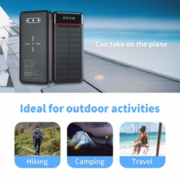 Aikove Wireless Powerbank 26800mAh Solar Externe Handy Akku mit (USB C&Micro) Zwei 2,4A Eingänge und DREI 2,4A Ausgänge, LCD Hohe Kapazitäts Solarladegeräte für Das Tablettes, Smartphones … - 2